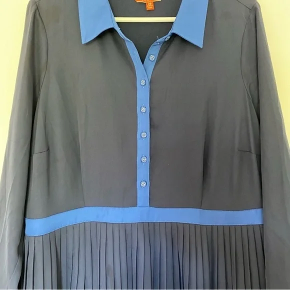 ModCloth Just My Typist Dress Women’s Sz 20 Pleated, Button Front Navy Blue - Picture 8 of 13